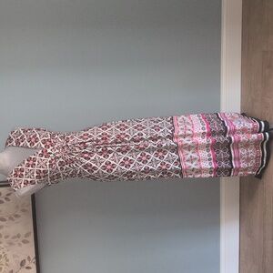 WHBM Printed Maxi Dress in Pink and White Small/Medium